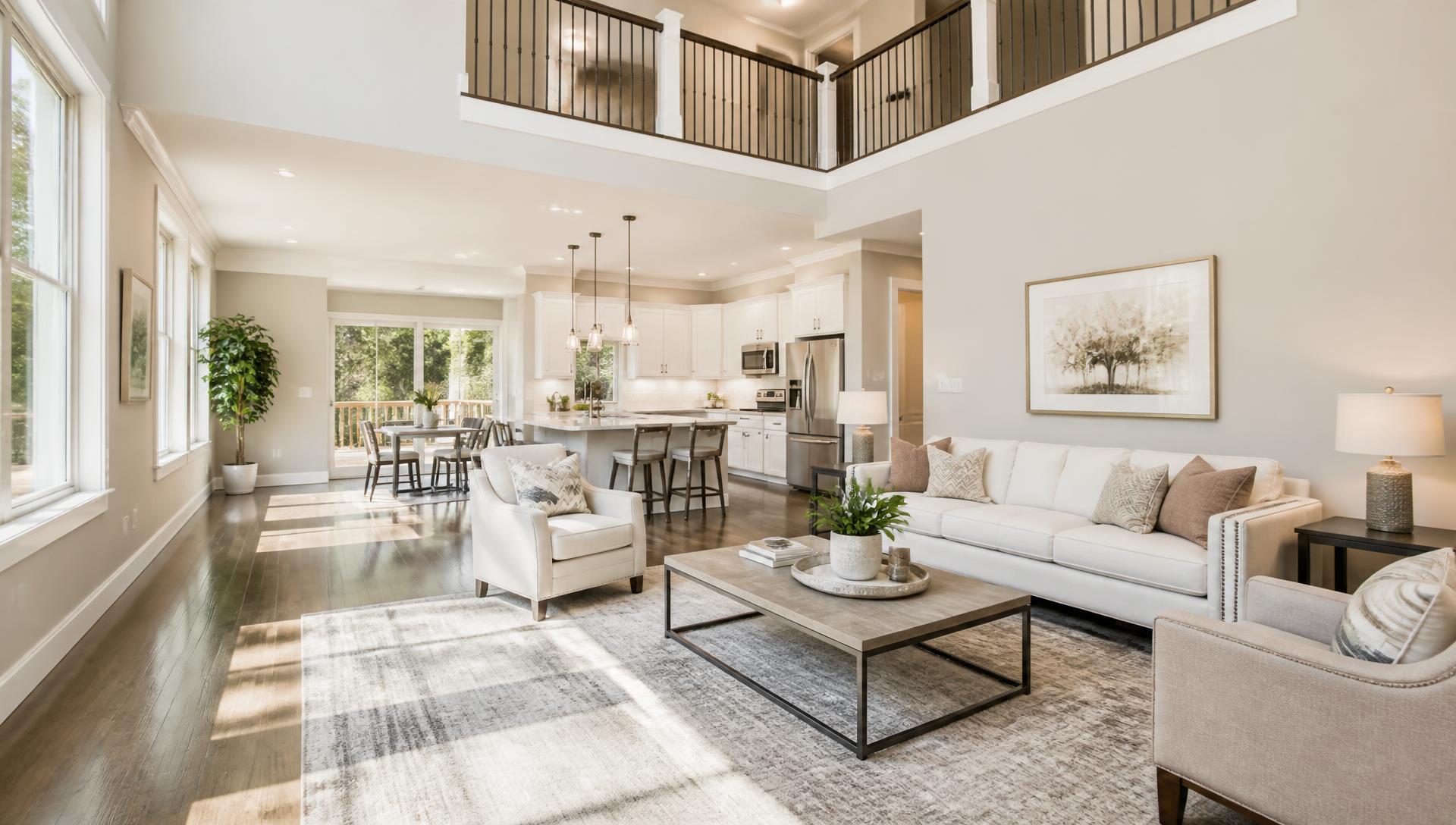 Bright, spotlessly clean living room interior