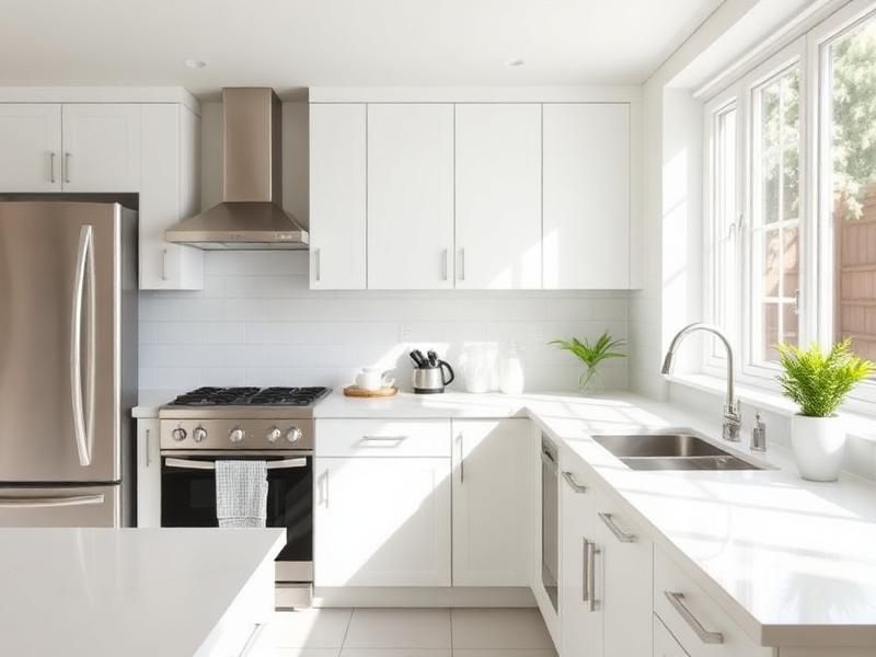 Sparkling clean white residential kitchen